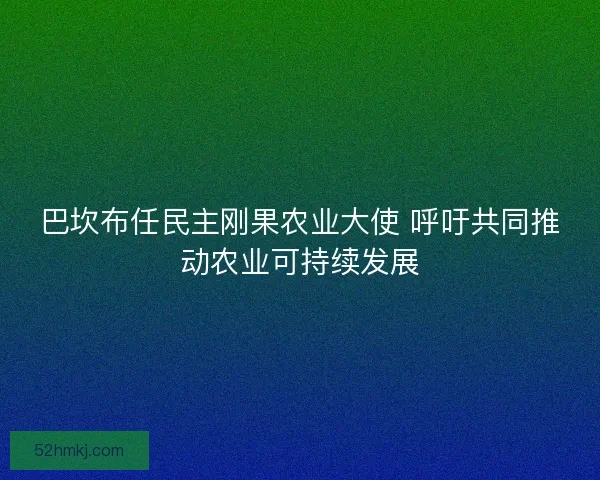 巴坎布任民主刚果农业大使 呼吁共同推动农业可持续发展